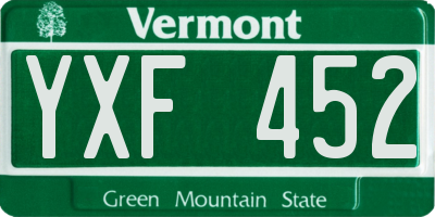VT license plate YXF452