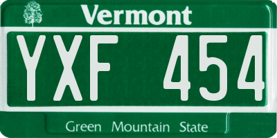 VT license plate YXF454