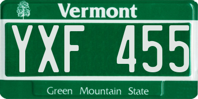 VT license plate YXF455