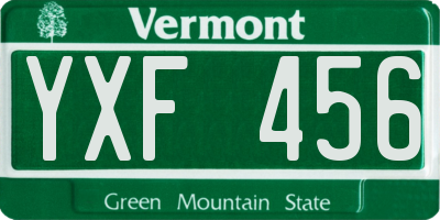 VT license plate YXF456