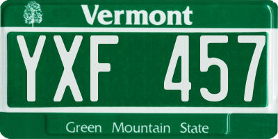 VT license plate YXF457