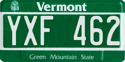 VT license plate YXF462