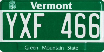 VT license plate YXF466