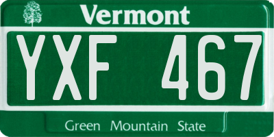 VT license plate YXF467