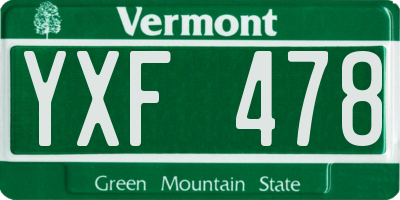 VT license plate YXF478