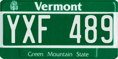 VT license plate YXF489