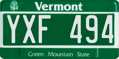 VT license plate YXF494