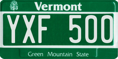 VT license plate YXF500