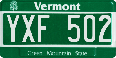 VT license plate YXF502