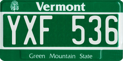 VT license plate YXF536