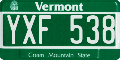 VT license plate YXF538