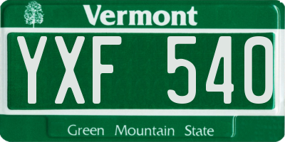 VT license plate YXF540