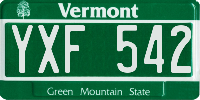 VT license plate YXF542