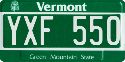 VT license plate YXF550