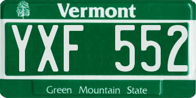 VT license plate YXF552
