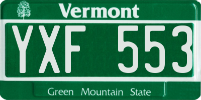 VT license plate YXF553