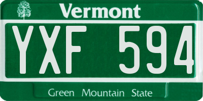 VT license plate YXF594