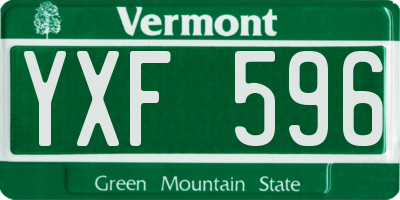 VT license plate YXF596