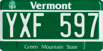 VT license plate YXF597