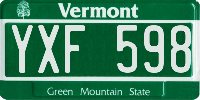 VT license plate YXF598