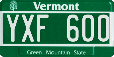 VT license plate YXF600