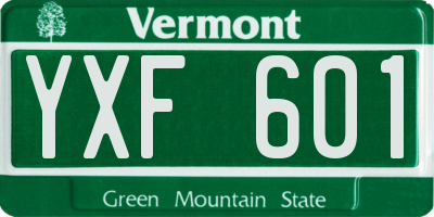 VT license plate YXF601