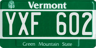 VT license plate YXF602