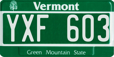 VT license plate YXF603