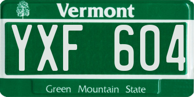 VT license plate YXF604