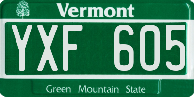 VT license plate YXF605
