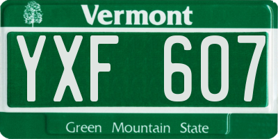 VT license plate YXF607