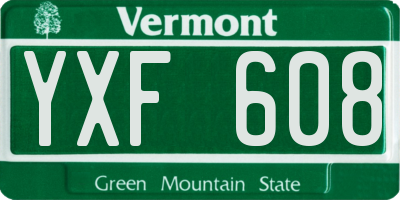 VT license plate YXF608