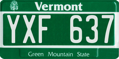 VT license plate YXF637