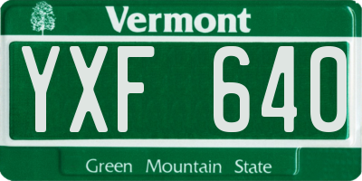 VT license plate YXF640