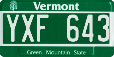 VT license plate YXF643
