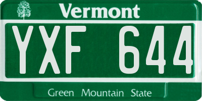 VT license plate YXF644