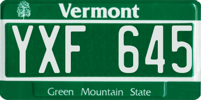VT license plate YXF645