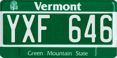 VT license plate YXF646