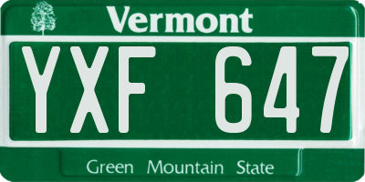 VT license plate YXF647