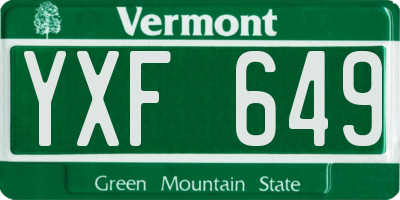VT license plate YXF649