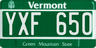 VT license plate YXF650