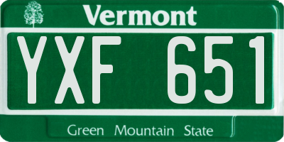 VT license plate YXF651