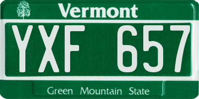 VT license plate YXF657