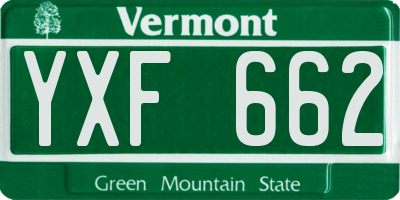 VT license plate YXF662