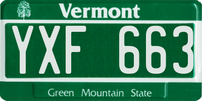 VT license plate YXF663