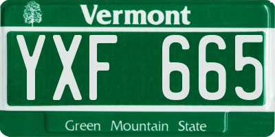 VT license plate YXF665