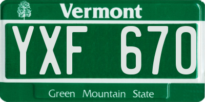 VT license plate YXF670