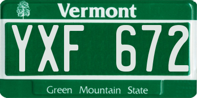 VT license plate YXF672
