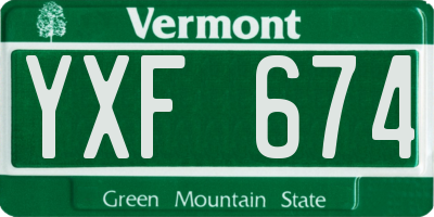 VT license plate YXF674