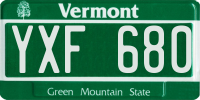 VT license plate YXF680